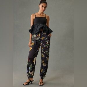 Maeve Black Floral Wide Leg Pants
